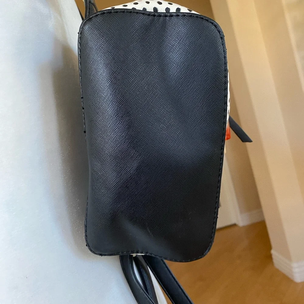 Betsey Johnson Black and White Polka Dot Mini Backpack with Vibrant Accents